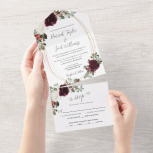 Invitation Tout En Un Mariage d'hiver de Noël élégant