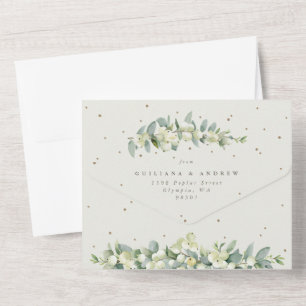 Invitation Tout En Un Mariage d'hiver formel Crème et Eucalyptus avec Sy