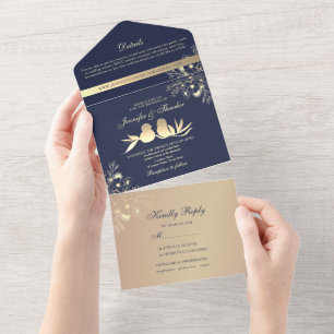 Invitation Tout En Un Mariage d'oiseaux