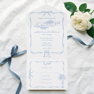 Invitation Tout En Un Mariage Doodle Amusant et Original