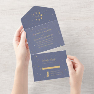 Invitation Tout En Un mariage d'or céleste (pas de VV nécessaire)