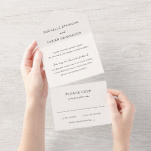Invitation Tout En Un Mariage élégant à la crème simple