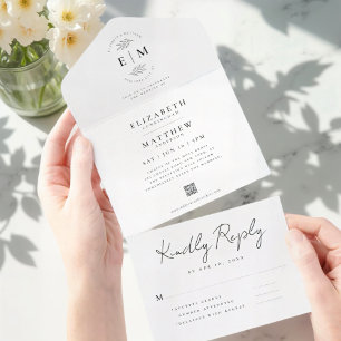 Invitation Tout En Un Mariage Elegant Chic Moderne Simple QR Code