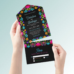 Invitation Tout En Un Mariage élégant de fiesta