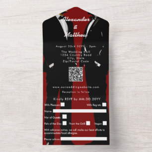 Invitation Tout En Un Mariage Élégant d'Hommes Gay Modernes