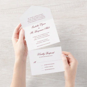 Invitation Tout En Un Mariage élégant et traditionnel de Bourgogne