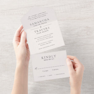 Invitation Tout En Un Mariage Élégant Gris Traditionnel