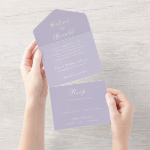 Invitation Tout En Un Mariage Élégant Lilas Classique