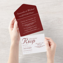Mariage Élégant Minimaliste Tout-en-Un Rouge Bourg