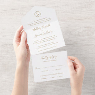 Invitation Tout En Un Mariage Élégant Or Traditionnel