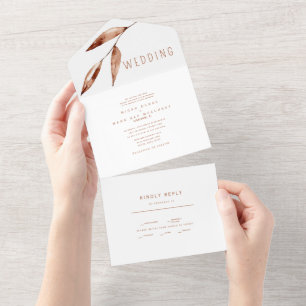 Invitation Tout En Un Mariage en terre cuite simple contemporain