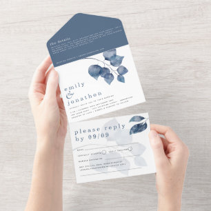 Invitation Tout En Un Mariage Feuille Aquarelle moderne
