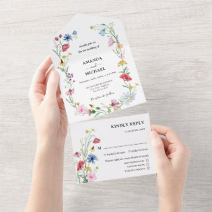 Invitation Tout En Un Mariage fleur sauvage