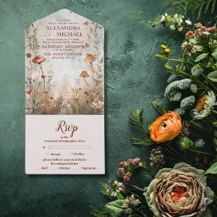 Invitation Tout En Un Mariage Fleur Sauvage Bohème Campagne