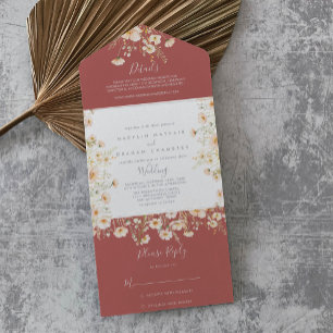Invitation Tout En Un Mariage Fleur sauvage Boho classique