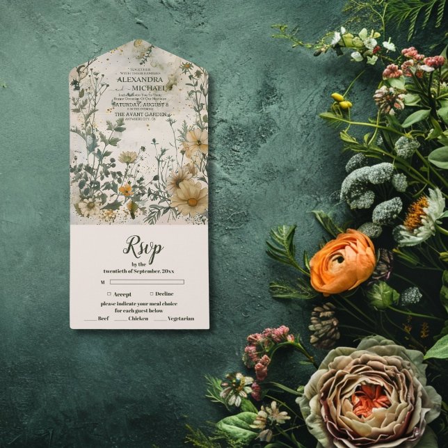 Invitation Tout En Un Mariage Fleur sauvage Boho Fall (Créateur téléchargé)
