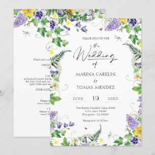 Invitation Tout en un Mariage Fleur sauvage Boho Watercolor