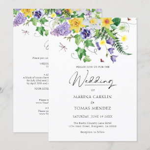 Invitation Tout en un Mariage Fleur sauvage de Bohême