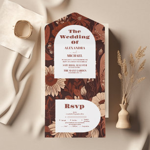 Invitation Tout En Un Mariage Fleur sauvage de Bourgogne