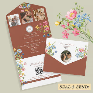 Invitation Tout En Un Mariage Fleur sauvage en terre cuite