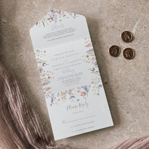 Invitation Tout En Un Mariage Fleur sauvage multicouleur d'été