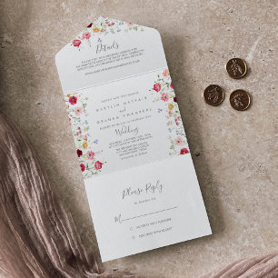 Invitation Tout En Un Mariage Fleur sauvage multicouleur simple