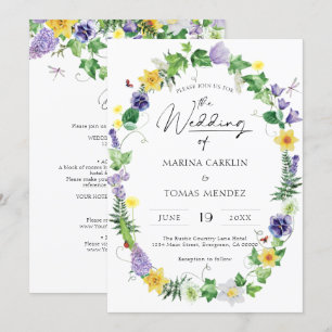 Invitation Tout en un Mariage Fleur sauvage rustique