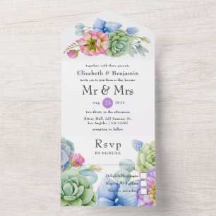 Invitation Tout En Un Mariage Fleur Tropical Succulent Tout Compris À La