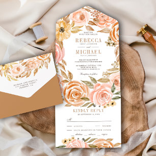 Invitation Tout En Un Mariage Floral Automnal Rustique Terrien