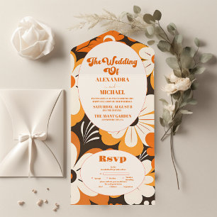 Invitation Tout En Un Mariage Floral Bohème Rétro