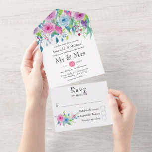 Invitation Tout En Un Mariage floral de combinaison de couleur violet ul
