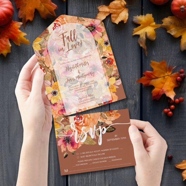 Invitation Tout En Un Mariage floral de tomme de terre cuite (Créateur téléchargé)