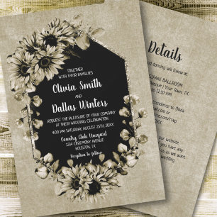 Invitation Tout en un Mariage floral de tournesol rustique
