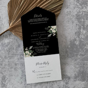 Invitation Tout En Un Mariage floral d'ivoire élégant moderne