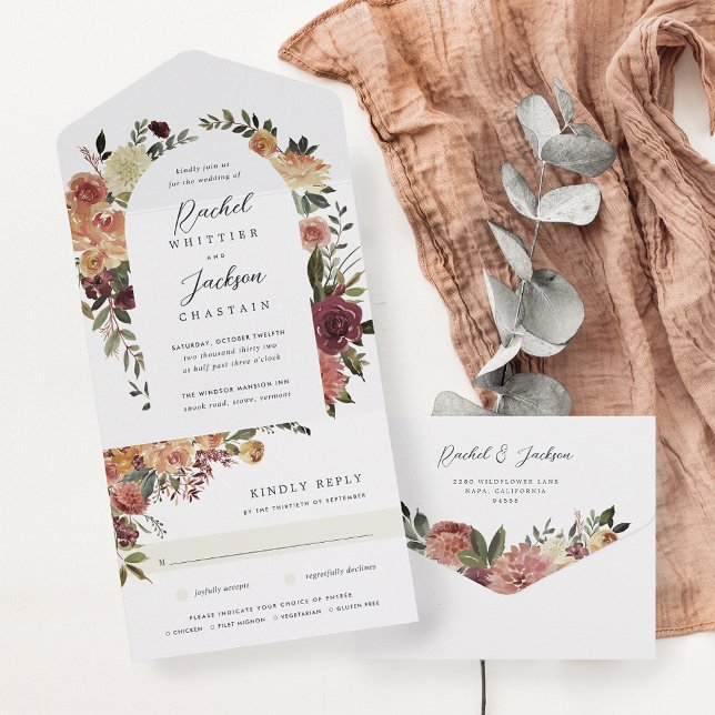 Invitation Tout En Un Mariage floral en fleurs rustiques (Créateur téléchargé)