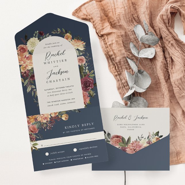 Invitation Tout En Un Mariage floral en fleurs rustiques (Créateur téléchargé)