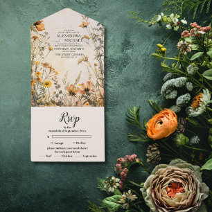 Invitation Tout En Un Mariage Floral en Terracotta