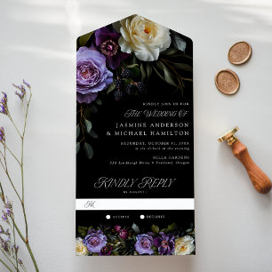 Invitation Tout En Un Mariage floral gothique moderne