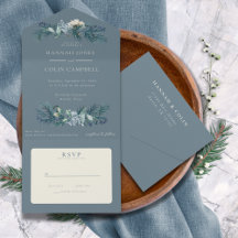 Mariage floral gris bleu foncé hiver