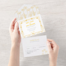Mariage floral jaune doré et blanc