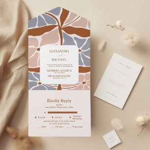 Invitation Tout En Un Mariage Floral Rétro Bohème Chic