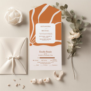 Invitation Tout En Un Mariage Floral Rétro Bohème Chic