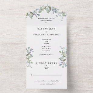 Invitation Tout En Un Mariage Floral Sage Et Lilac
