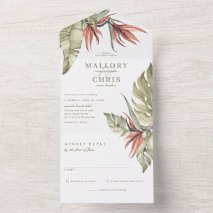 Invitation Tout En Un Mariage Floral Tropical Oiseau de Paradis