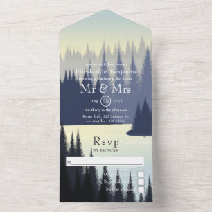 Invitation Tout En Un Mariage forestier du lac Woodland