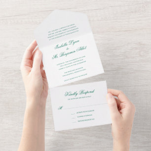 Invitation Tout En Un Mariage Formel Élégant Vert Émeraude Traditionnel