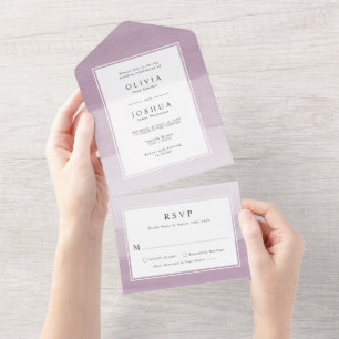 Invitation Tout En Un Mariage frontalier moderne Aquarelle Plum Ombre