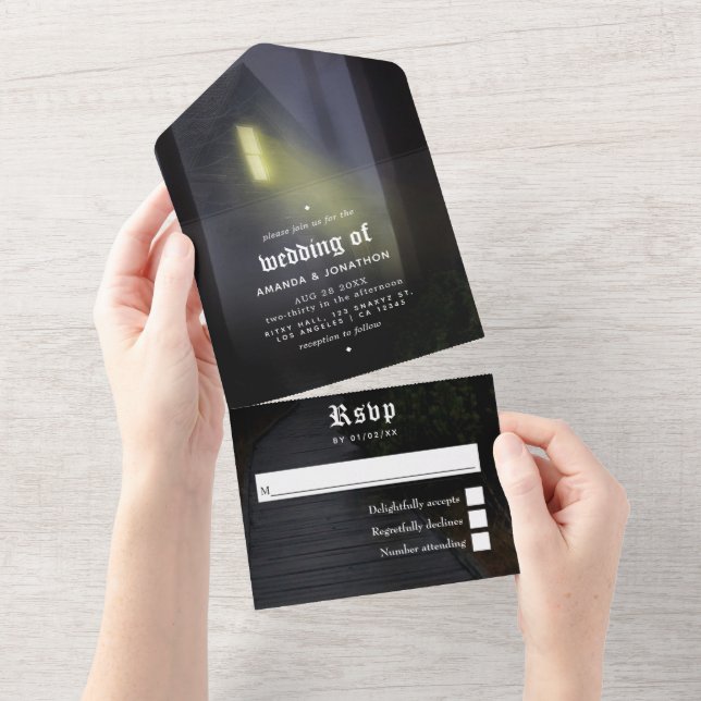 Invitation Tout En Un Mariage gothique d'Halloween tout en une invitatio (Déchirure)