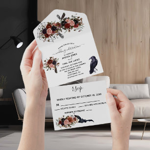 Invitation Tout En Un Mariage Halloween Automne Floral Bohème Fleur