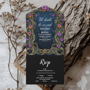 Invitation Tout En Un Mariage Halloween gothique Art nouveau